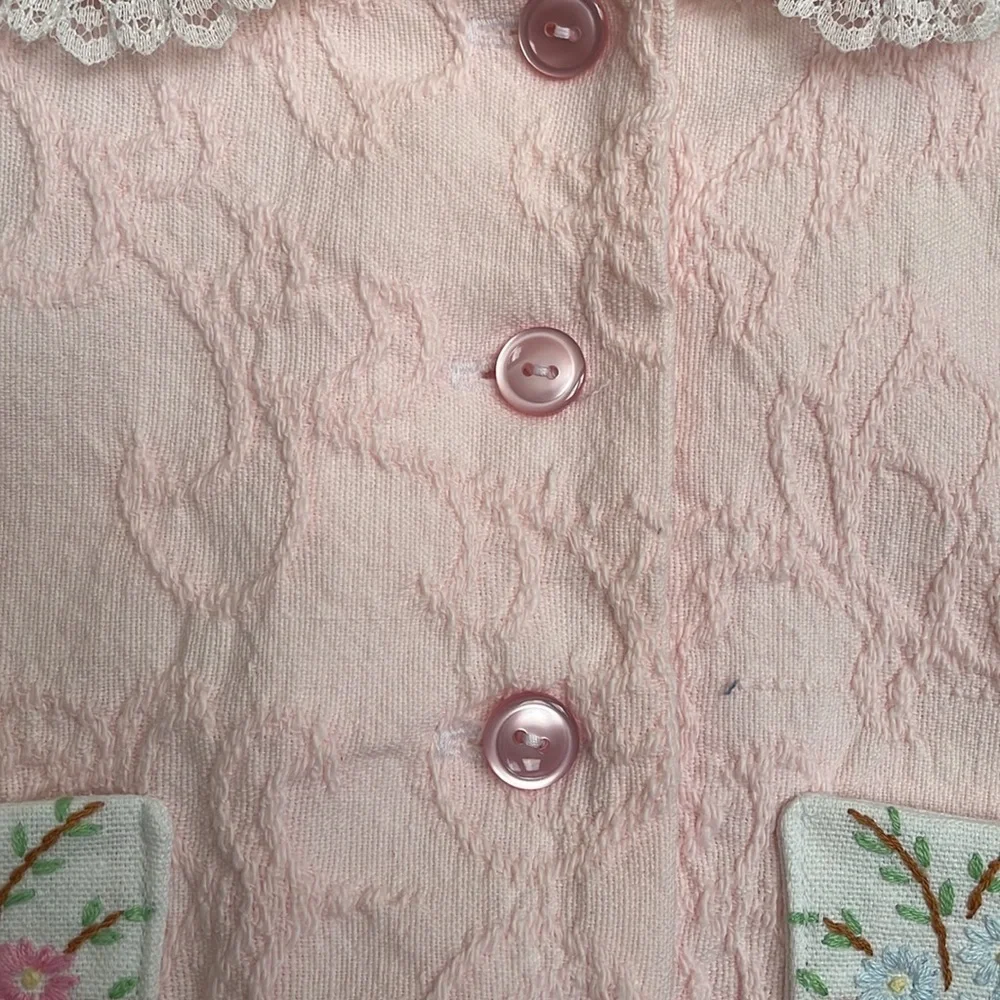 NWOT Handmade Baby Pink Jacket w/ Embroidery 100% Cotton - Picture 5 of 7